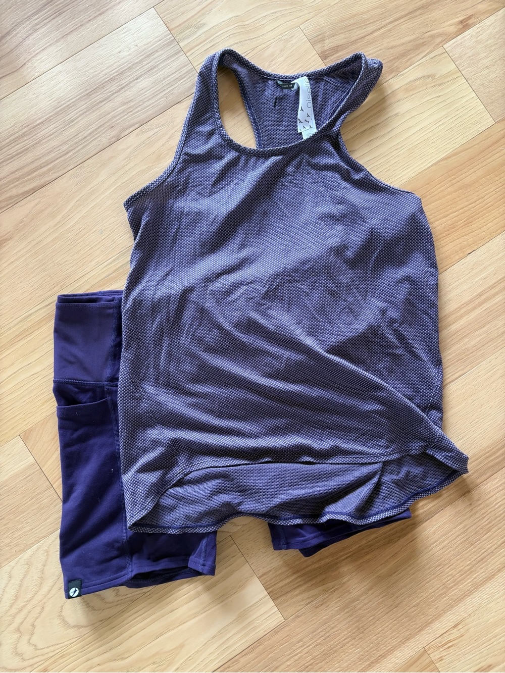 oiselle Purple Racerback Tank and Shorts Set